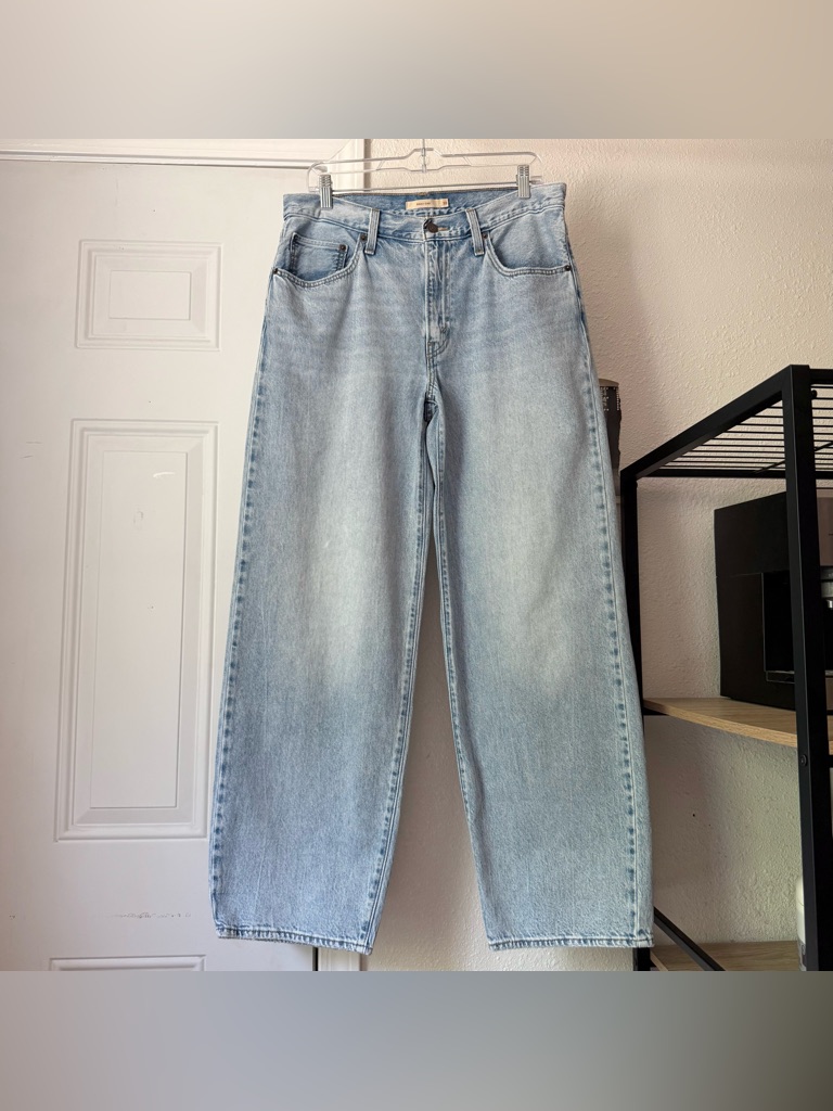 Leviâs Premium Blue Baggy Dad Cotton Light Wash Barre Wide Leg Jeans